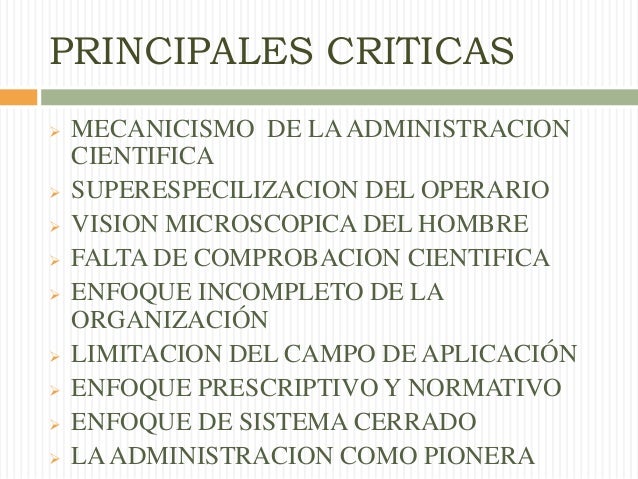 Apreciacion critica de la adminstracion cientifica