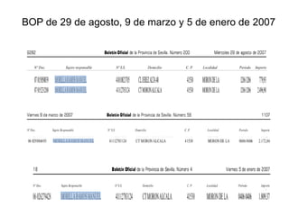 BOP de 29 de agosto, 9 de marzo y 5 de enero de 2007