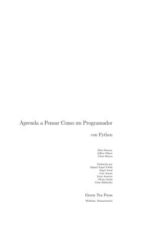 Aprenda a pensar como un programador con Python | PDF