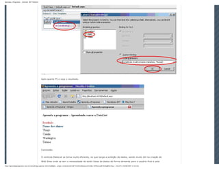 Aprenda a Programar - Controle .NET DataList




                                               Após aperte F5 e veja o resultado.




                                               Conclusão:


                                               O controle DataList se torna muito eficiente, no que tange a exibição de dados, sendo muito útil na criação de

                                               Web Sites onde se tem a necessidade de exibir listas de dados de forma atraente para o usuário final e pela

http://aprendaaprogramar.com.br/LeitorArtigo.aspx?p=Jkl1h/JLi8BqKe...artigo=Controle%20.NET%20%20DataList%20&t=hPVkezLaRFzfQGqBfOe7Gg== (8 of 9) [10/08/2009 12:54:52]
 