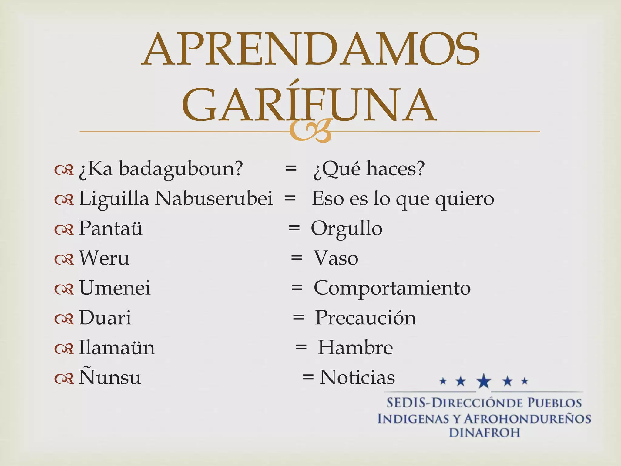 Numbers In Garifuna Aprendamos garífuna 13enero2015 | PPT