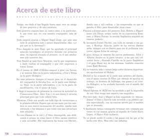 Acerca de este libro
         Amigo, sin duda si has llegado hasta aquí, eres un amigo         dando una y mil vueltas, y las temporadas en que se
            de este proyecto y de esta aventura:                          paraba el libro para desarrollar otras cosas.
         Este proyecto empezó hace ya cuatro años, y en particular,    Pasaron a formar parte del proyecto José, Rubén y Miguel:
            lo que tiene que ver con nuestro conjugador, más de           junto con Elena, recién vuelta de su experiencia Eras-
            tres.                                                         mus, y Marta Tutone, la sección lingüística adquirió un
         Todo empezó gracias a Miguel Ángel Jorge, que ante una           enorme poderío.
            serie de propuestas más o menos disparatadas, dijo: «¿y    Se incorporó Lionel Nicolas, con toda su energía y sus ga-
            por qué no lo hacemos?»                                       nas, y Rodrigo Alarcón, padre de los nuevos diseños
         Poco después se unió Dani, que ha aportado el principal          webs: siempre con su libreta para ver si podíamos con-
            músculo tecnológico al proyecto durante sus primeros          cretar alguna fecha de entrega.
            años, en especial durante el primero, en el que estába-    Al poco tiempo se unieron los nuevos padawanes, Aitor y
            mos solo nosotros dos.                                        Alberto Jarabo en la parte técnica –a los que casi vol-
         Tras Daniel se unió Lara Moratón, con la que empezamos           vemos locos–, Gonzalo Castillo en la parte lingüística
            a darle vueltas al conjugador y que éste empezara a           y el gran Hans, rey de los sistemas, también conocido
            tomar forma.                                                  como Raúl Herranz.
         En el verano de 2008 el Molino empezó a girar con fuerza;     En su trayecto más o menos largo todos hicieron importan-
            y se unieron Alex en la parte informática, y Luz y Elena      tes aportaciones al Molino.
            en la parte filológica.                                    Decinti se ha ocupado de la parte más artística del diseño,
         En esos primeros tiempos el mayor peso en el desarrollo          con el apoyo enorme de Elisa que además de aportar su
            del conjugador lo llevaba Luz, en la parte más filológi-      trabajo, su dominio de InDesign, sus ganas y su crite-
            ca; Dani, en la parte informática; y yo en la parte de        rio filólogico, se ha acabado haciendo con el mando del
            modelización, con el apoyo de Lara.                           equipo.
         Y llegó el momento de presentar la criatura en sociedad en    Miguel Iglesias de AGD nos ha ayudado a que la impresión
            Cosmocaixa: Dani, Alex, Luz y yo nos dimos el atracón         de este libro tenga este aspecto tan magnífico.
            principal para que todo saliera bien.                      Por otro lado, José y Miguel se han empeñado en ‘descon-
         Mientras, César nos ayudó con todo tipo de correcciones a        densar’ el libro y hacerlo más accesible a un público me-
            la primera edición. Espero que no nos mate por los cam-       nos especializado, con un enorme interés por el modelo
            bios en esta nueva encarnación del modelo, mucho más          que se presenta.
            orientada a los alumnos y por tanto con una estructura     Y finalmente hemos conseguido terminar este volumen que
            más relajada.                                                 tienes en tus manos, gracias al impulso de Carles Enric
         Ya con Onoma en la red y el libro descargable, nos dedi-         López, el Marco Polo molinero.
            camos a pensar en cómo hacer el libro menos sintético      No se puede medir el cariño y las ganas con las que se ha
            y más accesible. Ahí empezaron las horas con Decinti,         hecho este libro. Han sido casi infinitas.




136   Aprende a conjugar el verbo en español                                                                     CC   molinodeideas.es
 