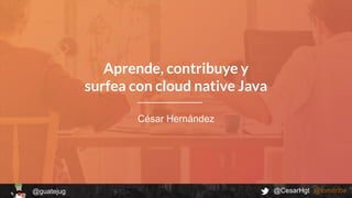 @CesarHgt @tomitribe
@guatejug
César Hernández
Aprende, contribuye y
surfea con cloud native Java
 