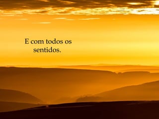 E com todos os
sentidos.
 