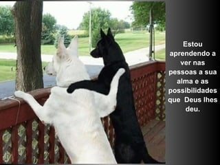 Estou aprendendo a ver nas pessoas a sua alma e as possibilidades que  Deus lhes deu. 