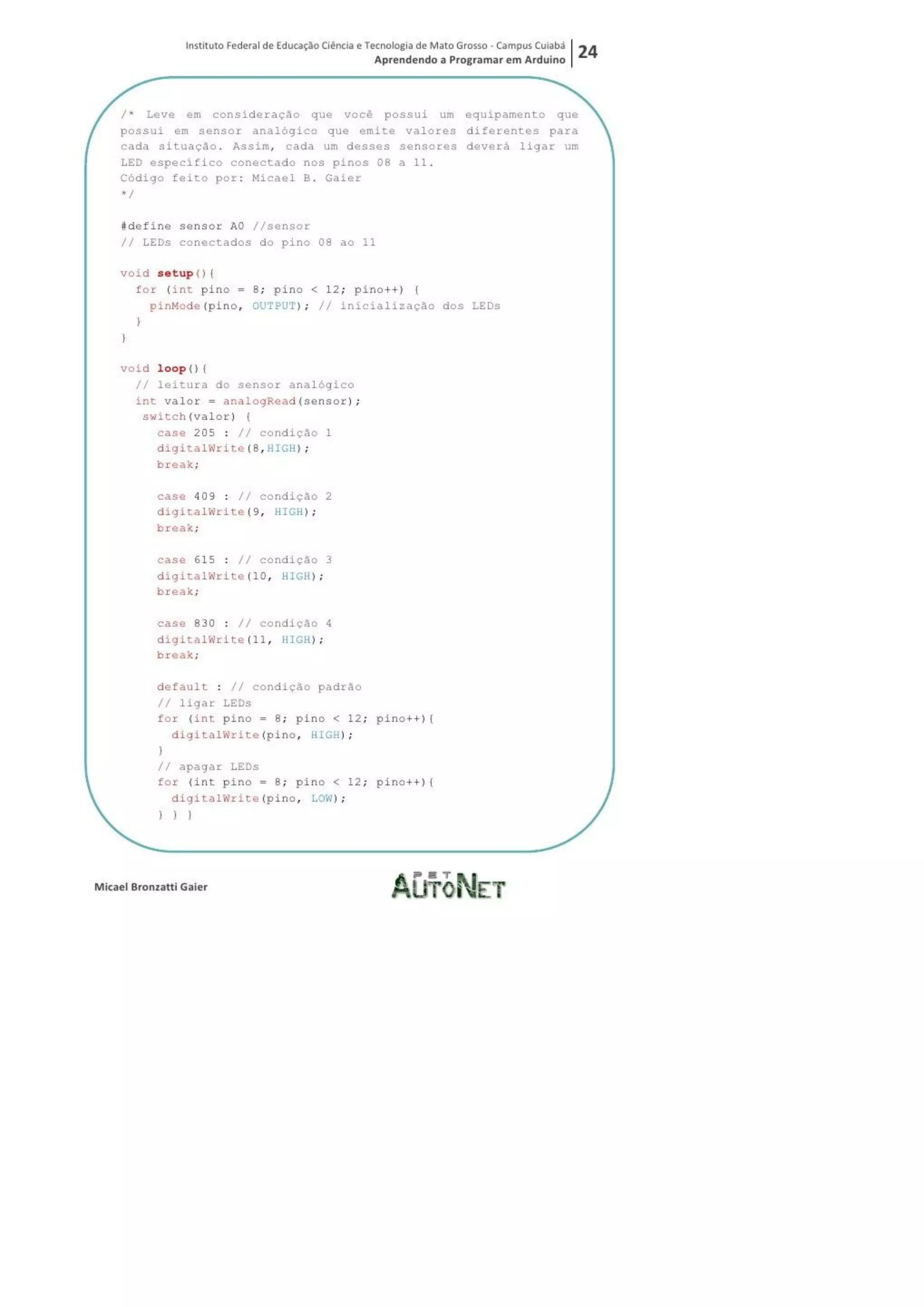Aprendendo a programar em arduino