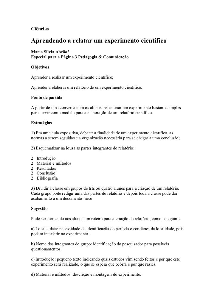 Como fazer um relatorio de experiencia Como fazer um relatorio de experiencia