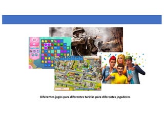 Diferentes jogos para diferentes tarefas para diferentes jogadores
 