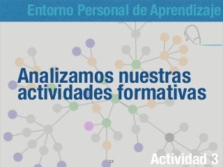 Entorno Personal de Aprendizaje
Analizamos nuestras
actividades formativas
23 Actividad 3
 