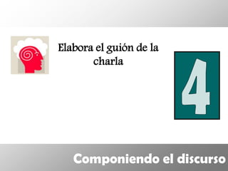 Elabora el guión de la
       charla




   Componiendo el discurso
 