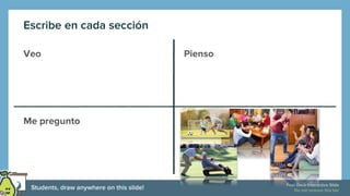 Veo Pienso
Me pregunto
Escribe en cada sección
 