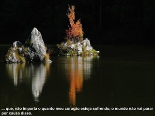 ... que, não importa o quanto meu coração esteja sofrendo, o mundo não vai parar por causa disso.   