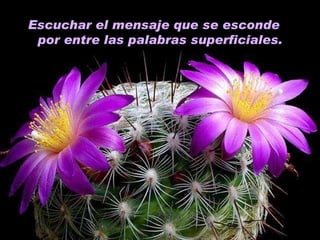 Escuchar el mensaje que se esconde  por entre las palabras superficiales. 