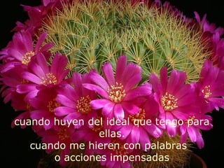 cuando huyen del ideal que tengo para
ellas.
cuando me hieren con palabras
o acciones impensadas
 