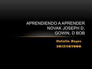 APRENDIENDO A APRENDER
NOVAK JOSEPH D.
GOWIN, D BOB
Natalia Reyes
20121187008

 