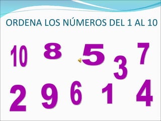 ORDENA LOS NÚMEROS DEL 1 AL 10 5 1 2 3 4 6 7 8 9 10