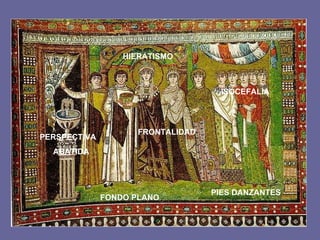 ISOCEFALIA PIES DANZANTES FONDO PLANO HIERATISMO PERSPECTIVA ABATIDA FRONTALIDAD