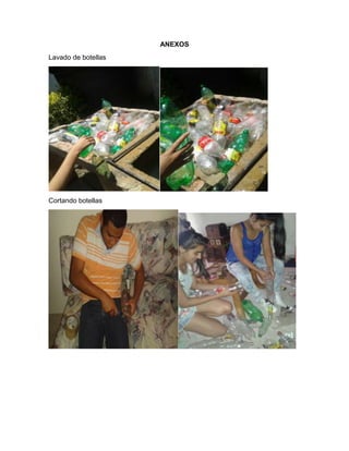 ANEXOS
Lavado de botellas
Cortando botellas
 
