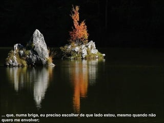 ... que, numa briga, eu preciso escolher de que lado estou, mesmo quando não quero me envolver;  