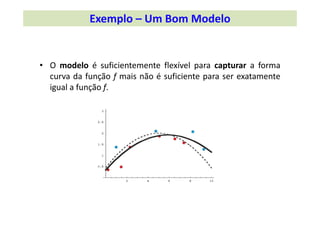 • O modelo é suficientemente flexível para capturar a forma
curva da função f mais não é suficiente para ser exatamente
igual a função f.
Exemplo – Um Bom Modelo
 