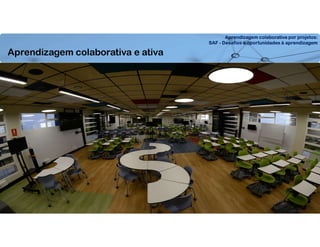 Aprendizagem colaborativa por projetos:
SAF - Desafios e oportunidades à aprendizagem
Aprendizagem colaborativa e ativa
 