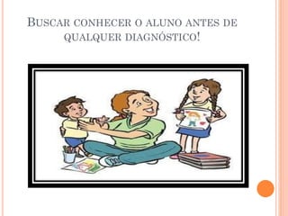 BUSCAR CONHECER O ALUNO ANTES DE
QUALQUER DIAGNÓSTICO!
 