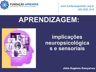 Júlia Eugênia Gonçalves APRENDIZAGEM: implicações neuropsicológicas e sensoriais 