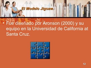 El Modelo Jigsaw. <ul><li>Fue diseñado por Aronson (2000) y su equipo en la Universidad de California at Santa Cruz.  </li...