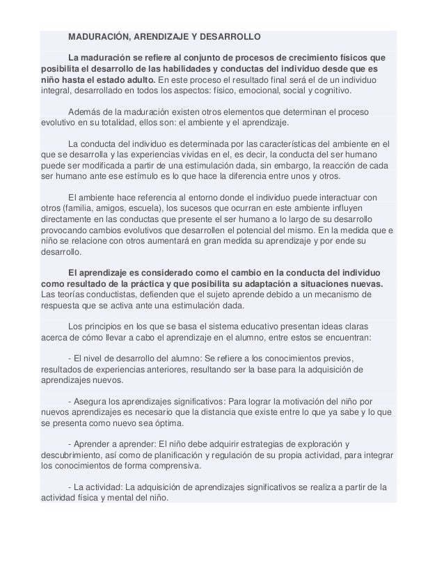 Psicdesarrollo Maduracin Aprendizaje Y Desarrollo Psicdesarrollo Maduracin Aprendizaje Y Desarrollo