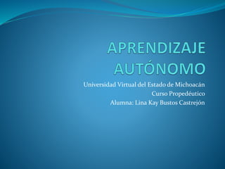 Universidad Virtual del Estado de Michoacán
Curso Propedéutico
Alumna: Lina Kay Bustos Castrejón
 