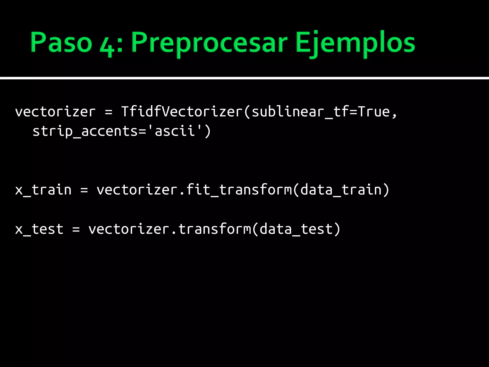 vectorizer = TfidfVectorizer(sublinear_tf=True,
strip_accents='ascii')
x_train = vectorizer.fit_transform(data_train)
x_test = vectorizer.transform(data_test)
 