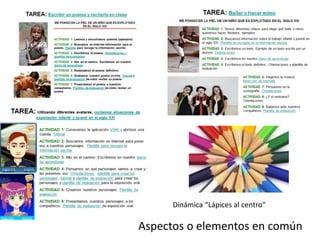 Aspectos o elementos en común
Dinámica “Lápices al centro”
 