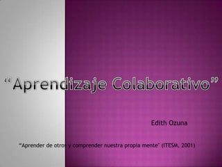 Edith Ozuna
“Aprender de otros y comprender nuestra propia mente" (ITESM, 2001)
 