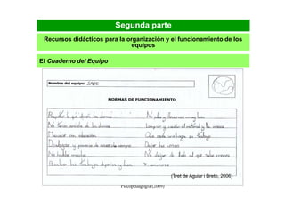 Segunda parte
 Recursos didácticos para la organización y el funcionamiento de los
                               equipos

El Cuaderno del Equipo




                                                         (Tret de Aguiar i Breto, 2006)
                         Universidad de Vic. Laboratorio de                               45
                              Psicopedagogía (2009)
 