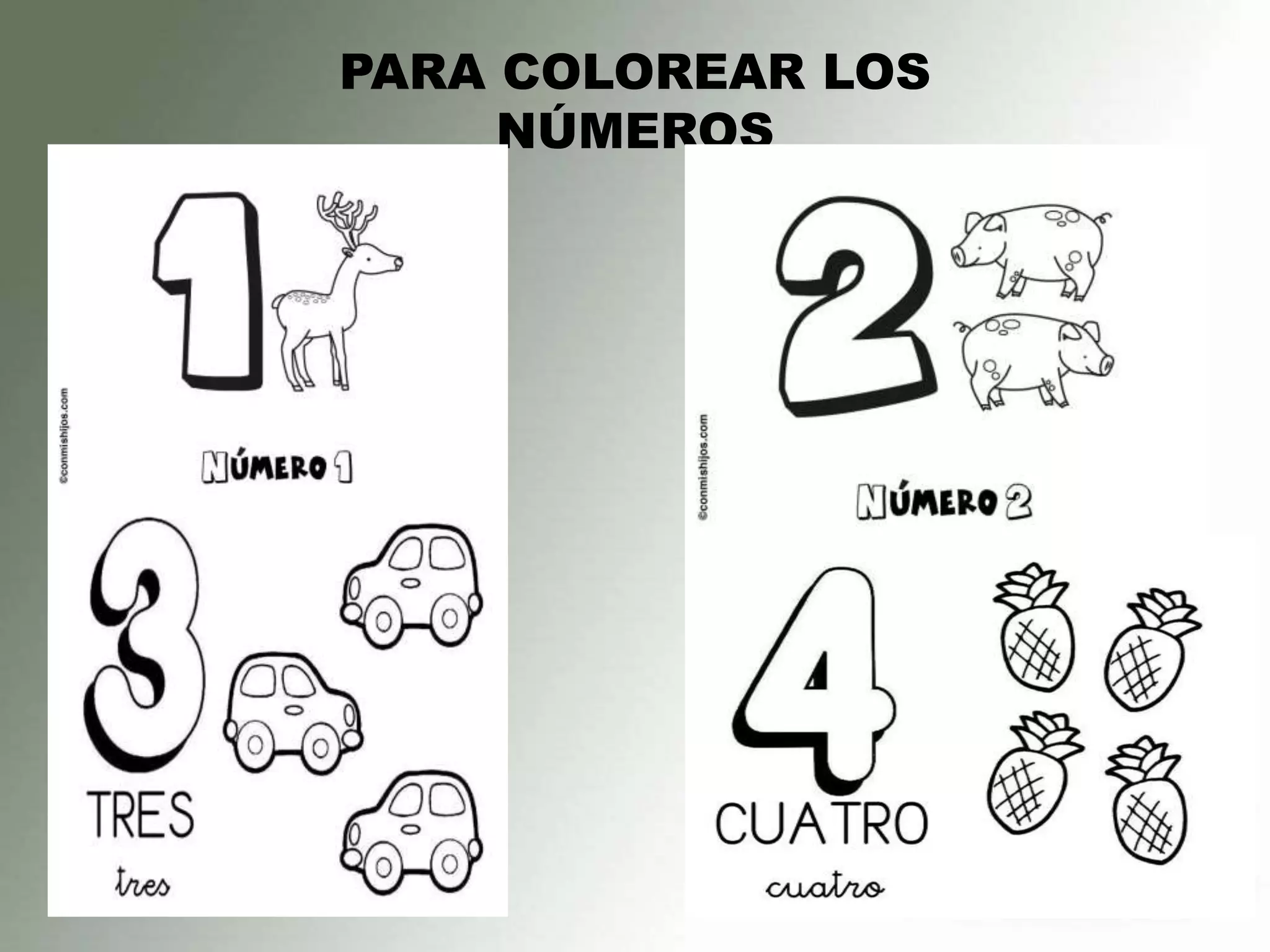 PARA COLOREAR LOS 
NÚMEROS 
 