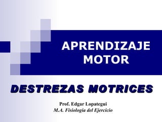 APRENDIZAJE MOTOR Prof. Edgar  Lopategui M.A. Fisiología del Ejercicio DESTREZAS MOTRICES 