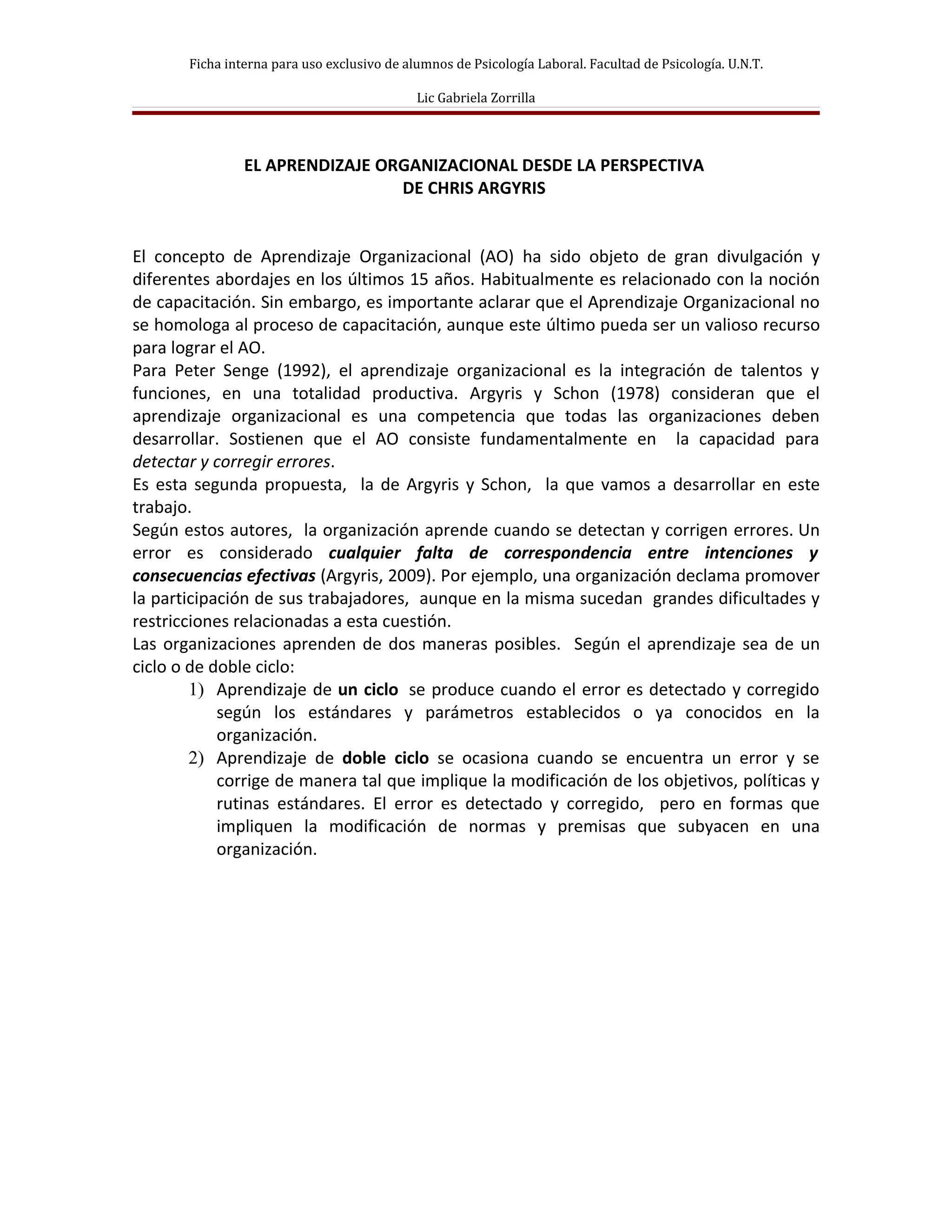 Aprendizaje organizacional | DOC
