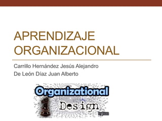 APRENDIZAJE
ORGANIZACIONAL
Carrillo Hernández Jesús Alejandro
De León Díaz Juan Alberto
 
