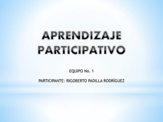 EQUIPO No. 1
PARTICIPANTE: RIGOBERTO PADILLA RODRÍGUEZ
 