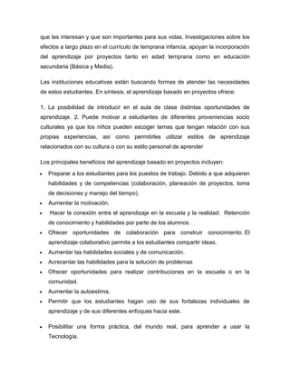 que les interesan y que son importantes para sus vidas. Investigaciones sobre los
efectos a largo plazo en el currículo de...
