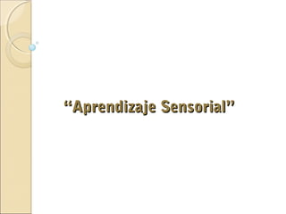 ““Aprendizaje Sensorial”Aprendizaje Sensorial”
 