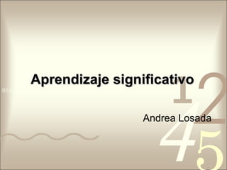 1
                                              2
         Aprendizaje significativo




                                       4
0011 0010 1010 1101 0001 0100 1011




                                     Andrea Losada
 