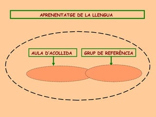 APRENENTATGE DE LA LLENGUA   AULA D’ACOLLIDA   GRUP DE REFERÈNCIA   