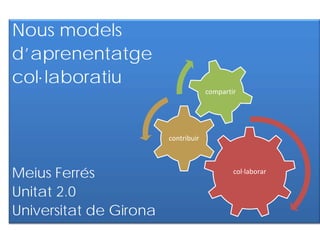Nous models
d’aprenentatge
col·laboratiu

compartir

contribuir

Meius Ferrés
Unitat 2.0
Universitat de Girona

col·laborar

 