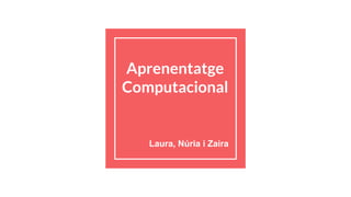 Aprenentatge
Computacional
Laura, Núria i Zaira
 