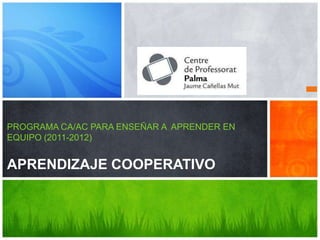 PROGRAMA CA/AC PARA ENSEÑAR A APRENDER EN
EQUIPO (2011-2012)


APRENDIZAJE COOPERATIVO
 