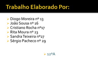 Trabalho Elaborado Por:Diogo Moreira nº 13