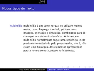 Internet e o Genero Textual