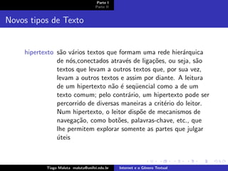 Internet e o Genero Textual