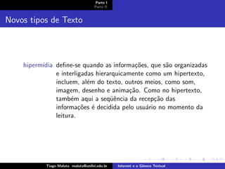 Internet e o Genero Textual